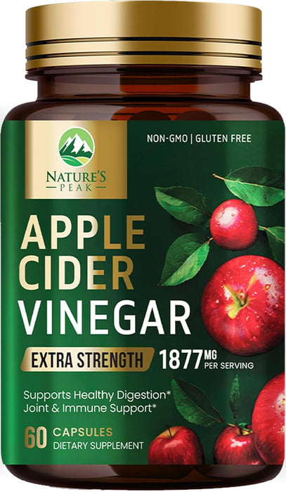 Apple Cider Vinegar Capsules - Extra Strength ACV Supplement with Vitamin D3 & Zinc for Energy, Digestion & Immune Support Balance - Non-GMO, Gluten-Free ACV Pills for Detox & Cleanse - 60 Count