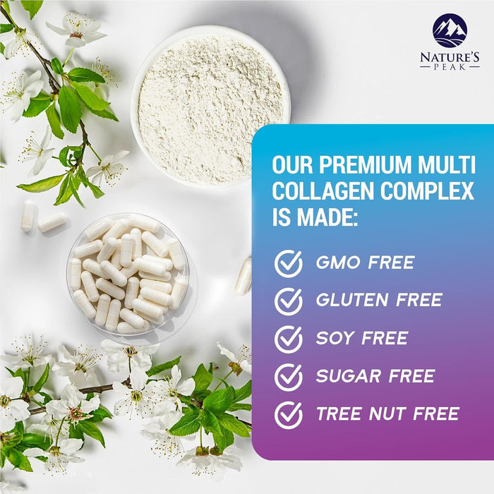Collagen Peptides for Women & Men - Hydrolyzed Collagen Supplement for Hair, Nail, Skin, Bone and Joint Support, Type I, II, III, V, X, Grass Fed Collagen Powder Pills, Non-GMO - 120 Count
