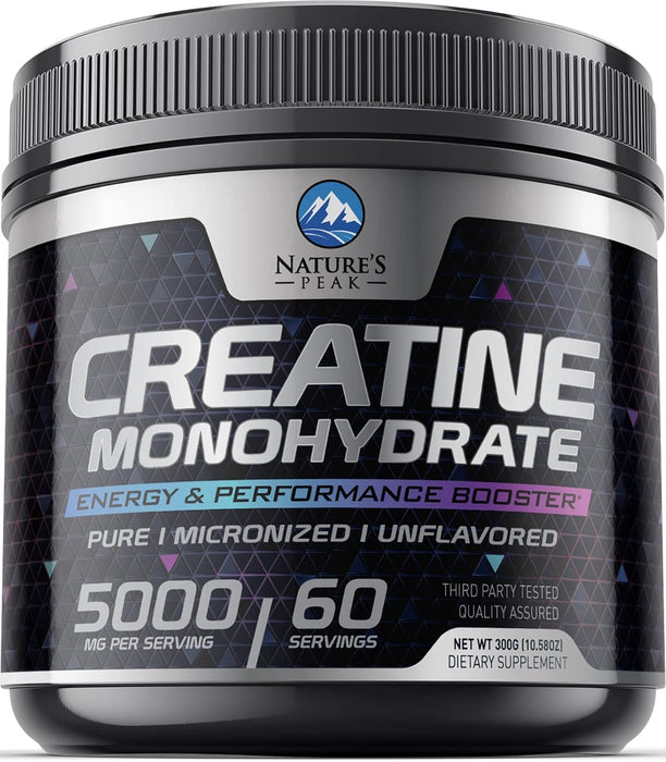 Micronized Creatine Monohydrate Powder 5000mg Per Serv (5g), Keto Friendly Workout Supplement, Supports Muscle Growth, Strength & Recovery - Pure Unflavored Vegan Pre Workout Supplements - 60 Servings