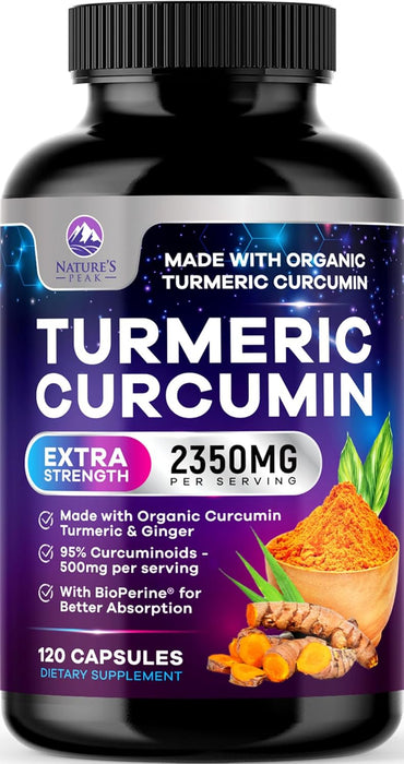 Turmeric Supplement Curcumin 2350mg - with Organic Ginger & Turmeric, BioPerine Black Pepper Extract 95% Curcuminoids - Advanced Absorption Antioxidant & Joint Immune Support - Vegan - 120 Capsules