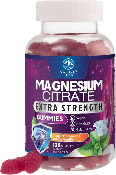 Magnesium Gummy - High Absorption Magnesium Citrate Supplement for Stress Support for Adults & Kids - Calm Magnesium Gummies Dietary Supplements - Bone Support & Heart Support - 120 Gummies