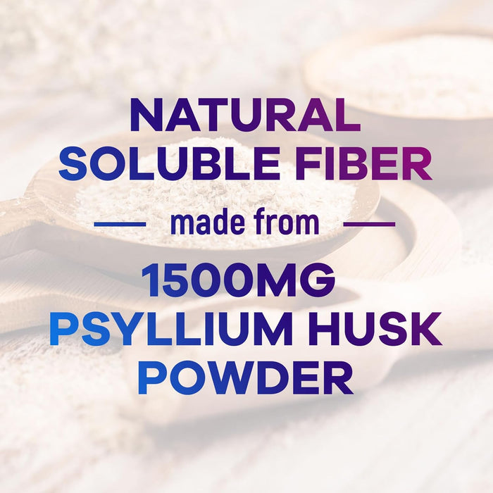 Psyllium Fiber Supplement 1500mg - Non-GMO, Natural Soluble Fiber for Daily Digestive Health & Regularity Support, Prebiotic Psyllium Husk Powder Caps with Plant Based Fiber, Sugar Free - 120 Count