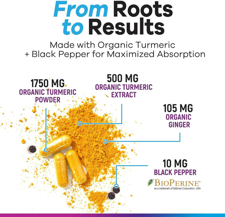 Turmeric Supplement Curcumin 2350mg - with Organic Ginger & Turmeric, BioPerine Black Pepper Extract 95% Curcuminoids - Advanced Absorption Antioxidant & Joint Immune Support - Vegan - 120 Capsules