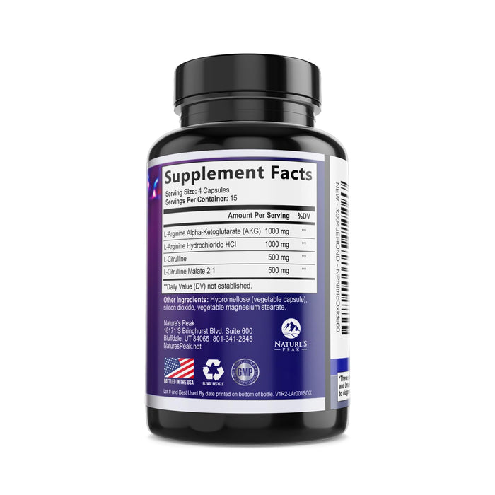 Nitric Oxide Formula with L-Arginine + Citrulline – 3000mg – 60 Count
