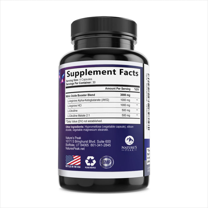 Nitric Oxide Formula with L-Arginine + Citrulline – 3000mg – 120 Count