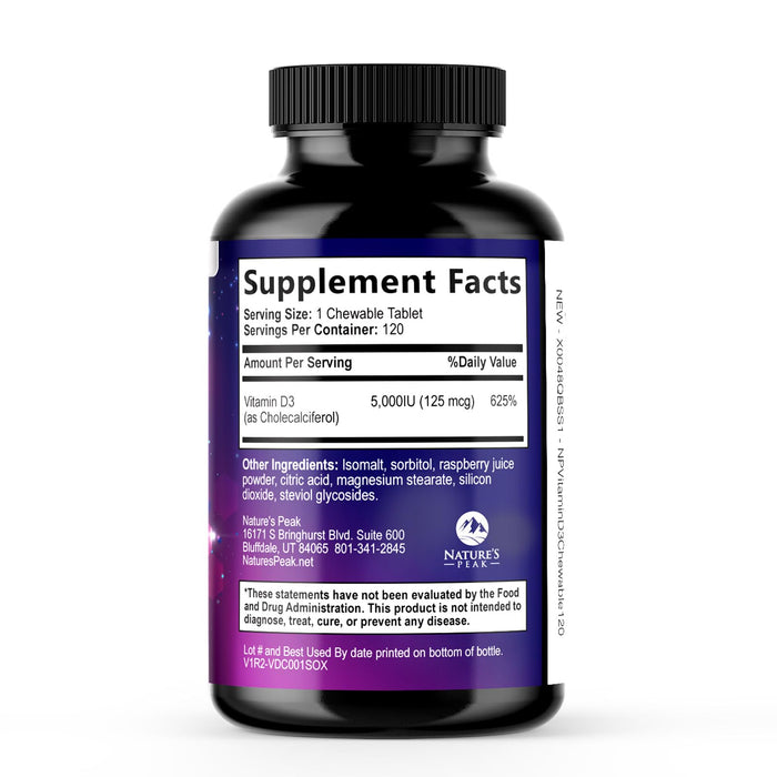 Vitamin D3 5000 IU (125 mcg) – 120 Count
