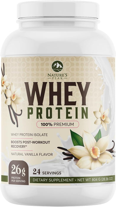 Nature's Protein Powder, 100% Whey Protein Powder Isolate, Immune Support, BCAAs, Gluten Free, Fast Absorbing, Easy Digesting Nutrition, French Vanilla, 26 Grams of Protein Per Serving - 24 Servings