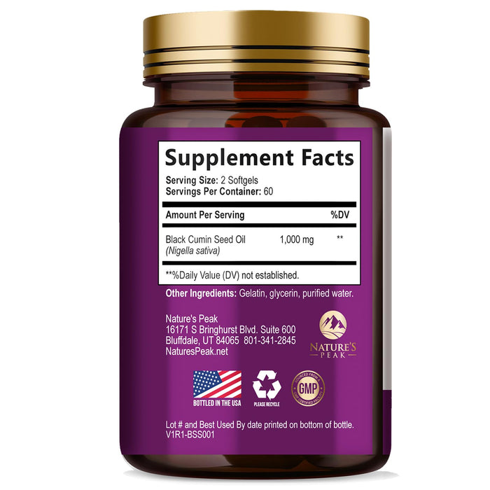 Black Seed Oil Softgels 1000mg – 120 Count