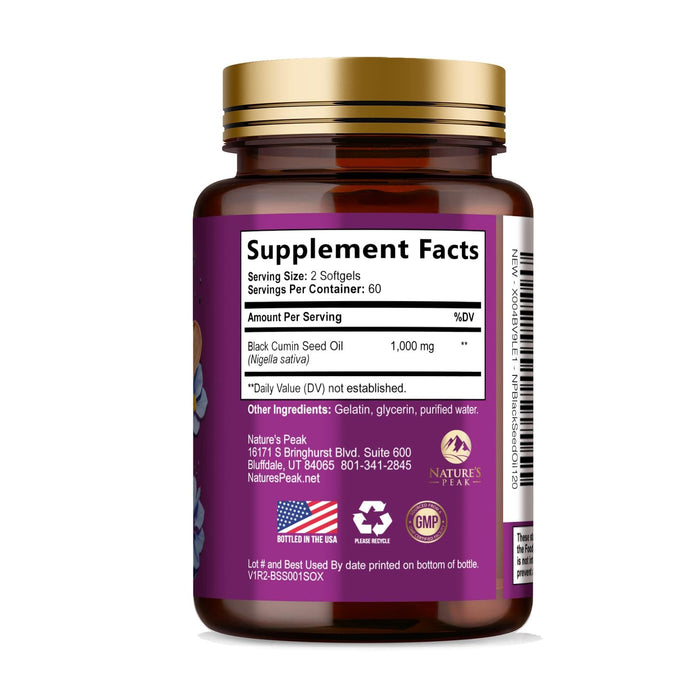 Black Seed Oil Softgels 1000mg – 120 Count
