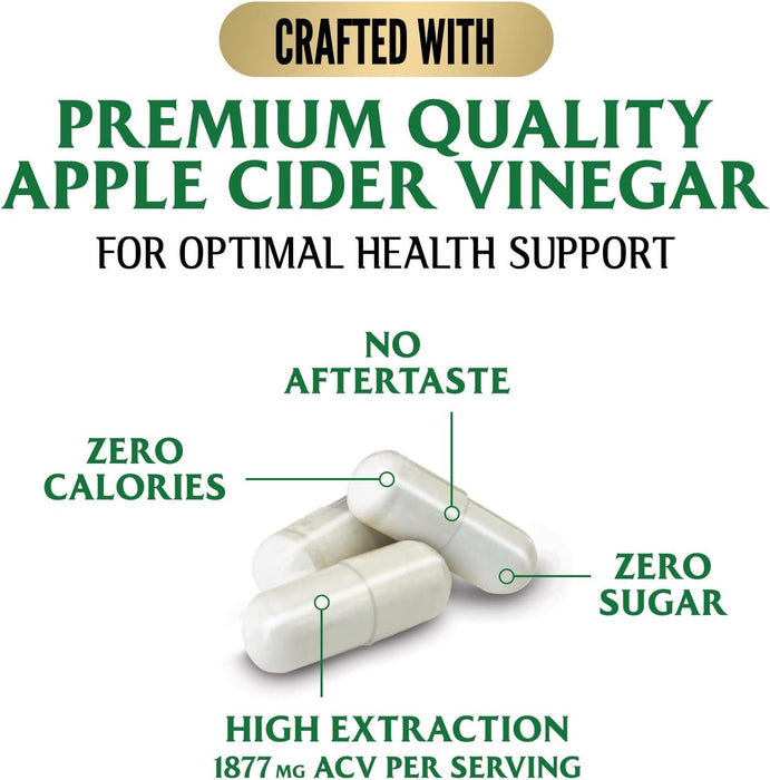Apple Cider Vinegar Capsules - Extra Strength ACV Supplement with Vitamin D3 & Zinc for Energy, Digestion & Immune Support Balance - Non-GMO, Gluten-Free ACV Pills for Detox & Cleanse - 60 Count