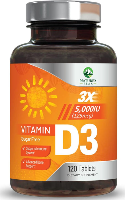 Vitamin D3 5000 IU (125 mcg) - High Potency Vitamin D Chewables for Bone, Teeth, Muscle & Immune Support, Sugar Free, Non-GMO, Gluten Free, Extra Strength Vitamin D Supplements