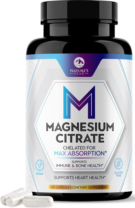 Magnesium Supplement 1000mg - Extra Strength Magnesium Complex for Muscle, Nerve, Bone & Heart Health Support - High Absorption Magnesium Citrate 500mg Capsules