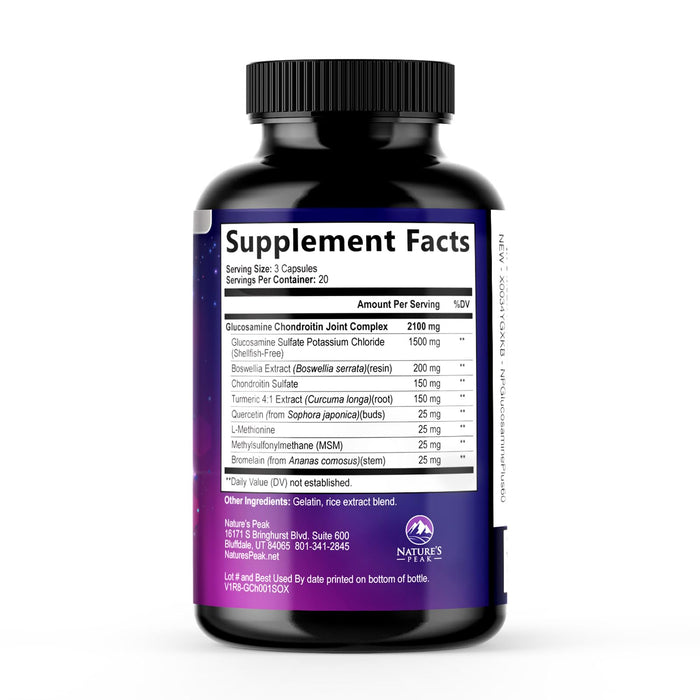 Glucosamine + Chondroitin + Turmeric 2100mg with Boswellia & Bromelain – 60 Count