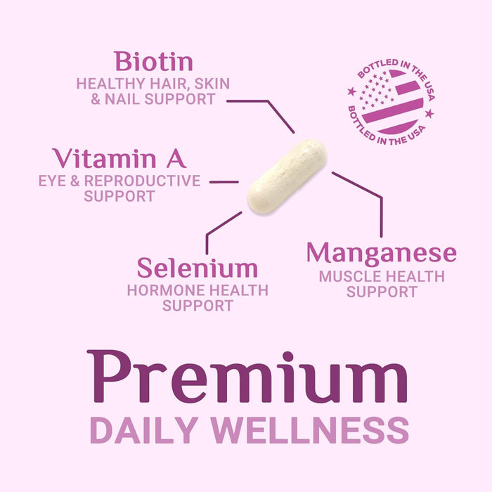 Multivitamin for Women - Complete Daily Womens Multivitamins with Calcium, Folate, Vitamin A, C, D, E & B Vitamins, Zinc and Iron - Multi Vitamins for Bone, Energy & Immune Support - 60 Capsules