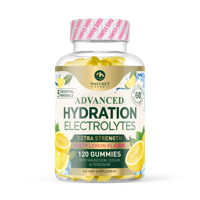 Hydration Electrolyte Gummies - Daily Liquid Replenisher Gummy - Electrolyte Multiplier with Minerals, Potassium & Real Salt - Vegan, Non-GMO - Tasty Lemon Flavor Hydration Electrolytes - 120 Gummies
