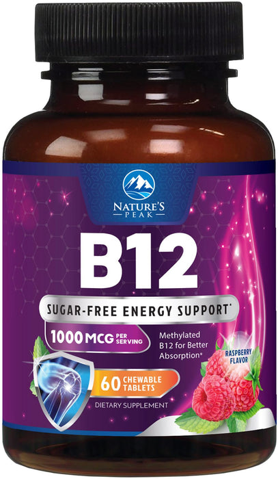Vitamin B12 1000 mcg (Methylcobalamin) Super B 12 Complex 60 Day Supply