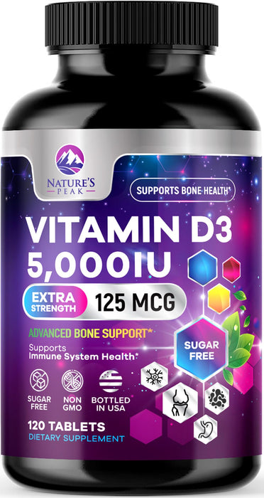 Vitamin D3 5000 IU (125 mcg) – 120 Count