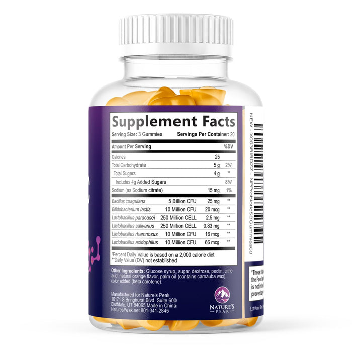 Daily Probiotic Gummies – 5 Billion CFU – 60 Count