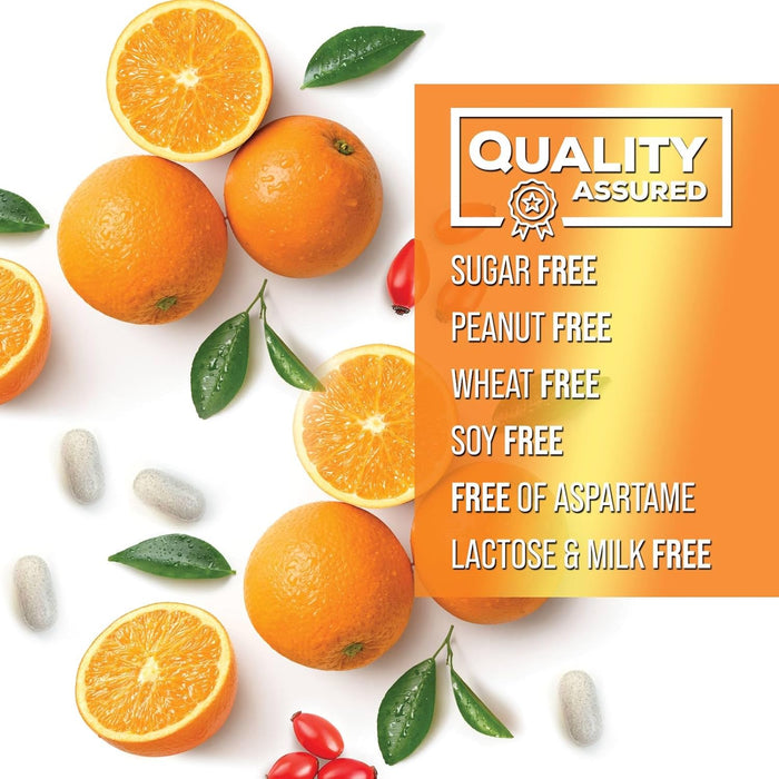 Extra Strength Vitamin C 1000 mg - Chewable Vita C for Powerful Immune Support with Vitamin C & Rose HIPS - Potent Dietary Chewable Vitamin C Supplement, Vegan, Gluten-Free, Non-GMO - 120 Count