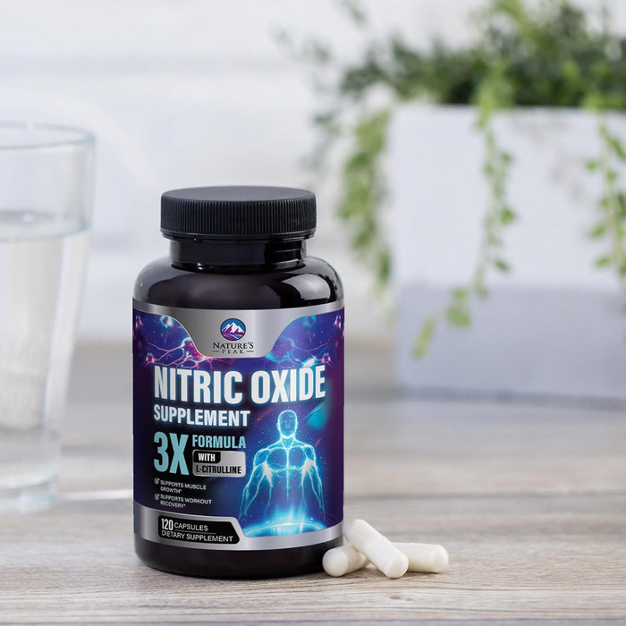 Nitric Oxide Supplement 3000mg L Arginine 3X Strength - Citrulline Malate & AKG - Extra Strength Muscle Supporting Nitric Booster for Muscle Growth & Workout Recovery to Train Harder - 120 Count