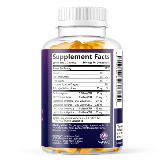 Daily Probiotic Gummies – 5 Billion CFU – 120 Count
