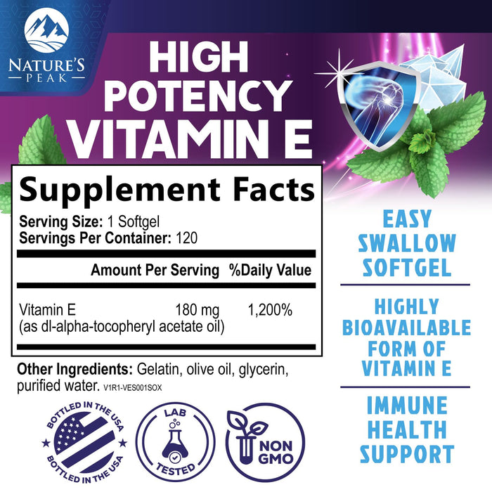 E Vitamin – 180mg – 120 Count