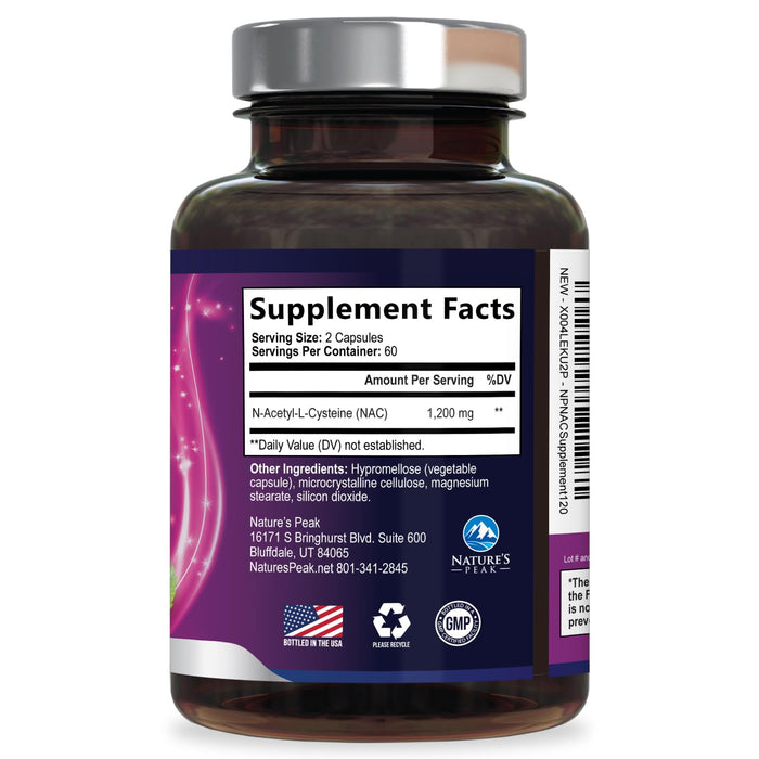 N-Acetyl Cysteine (NAC) 1200 mg â€“ Premium Antioxidant & Immune Support - Glutathione Precursor for Liver, Lung & Respiratory Support â€“ Nature's Fast Absorption, Non-GMO, Gluten-Free - 120 Capsules