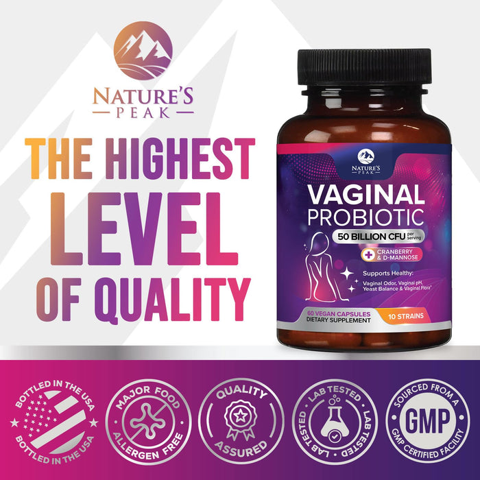Vaginal Probiotics for Women pH Balance with Prebiotics 50 Billion CFU – 60 Count