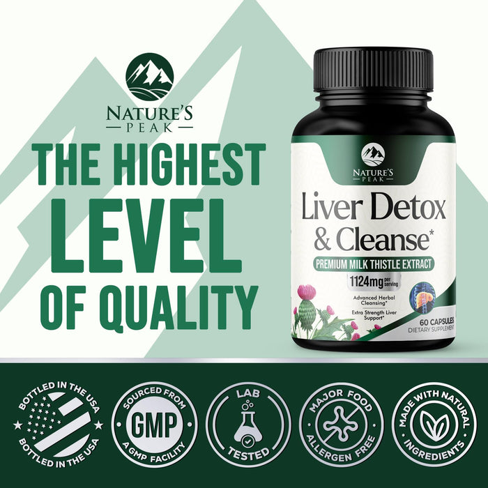 Liver Cleanse Detox & Repair - Milk Thistle Supplement for Digestion & Immune Health - Ginger Root, Choline & Dandelion Root - Herbal Liver Support with Silymarin, Beetroot & Artichoke - 60 Capsules
