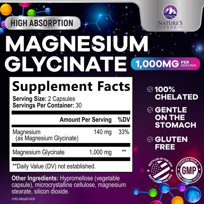 Magnesium Glycinate 1000 mg – 60 Count