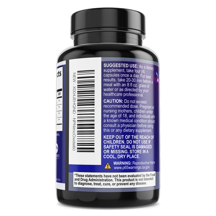 Nitric Oxide Formula with L-Arginine + Citrulline – 3000mg – 60 Count