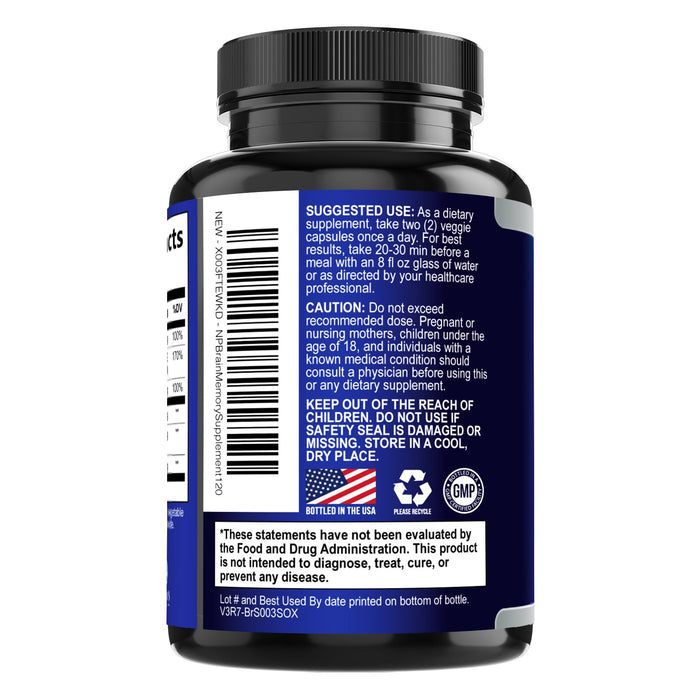 Brain & Focus Nootropic Formula – 120 Count