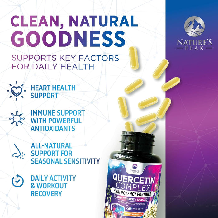 Quercetin with Bromelain 1000mg - Supports Immune Health, Extra Strength Quercetin 1000mg Supplement with Zinc & Bioflavonoids - Non-GMO, Vegan & Gluten Free