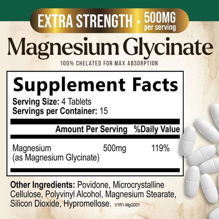 Magnesium Glycinate 500 mg – 60 Count