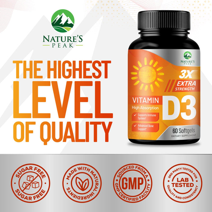 Vitamin D3 5000 IU Softgels (125 mcg) – 60 Count