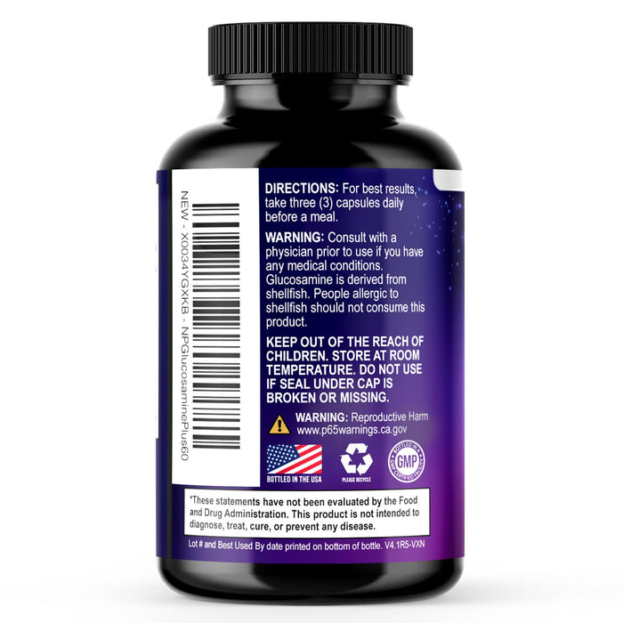 Glucosamine Chondroitin MSM Joint Supplement 2100mg - with Glucosamine Sulfate, Turmeric, Boswellia, Quercetin & Bromelain â€“ Nature's Extra Strength Flexibility, Mobility & Joint Support, 60 Capsules