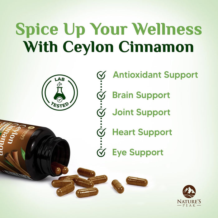 Organic Ceylon Cinnamon Capsules 1800mg - 3X Strength, Certified Organic Ceylon Cinnamon Powder Supplement - Metabolism Support, Antioxidant Pills, Gluten Free, Non-GMO, Bottled in USA - 120 Capsules