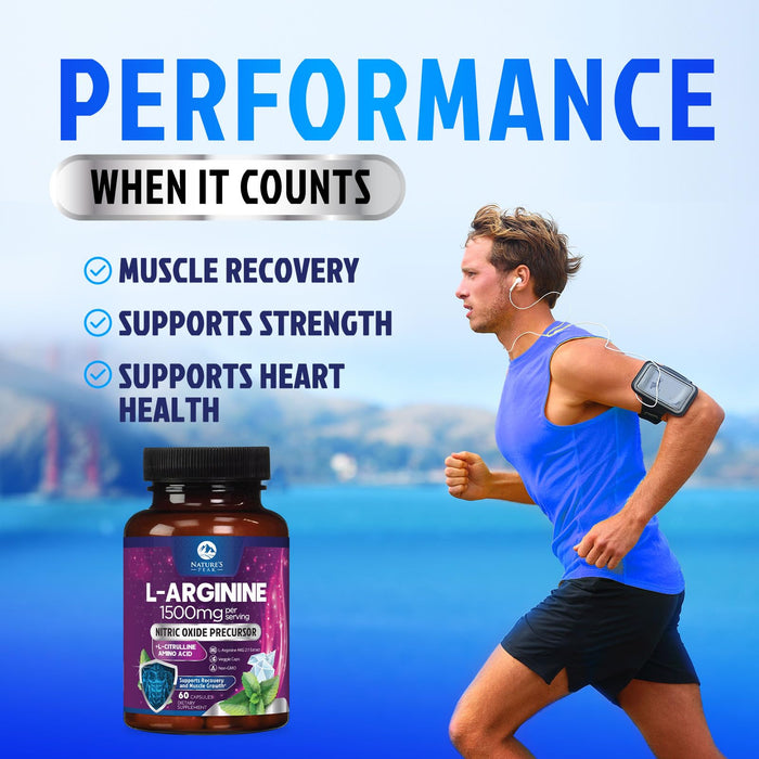 Nitric Oxide Formula with L-Arginine – 1000mg – 60 Count