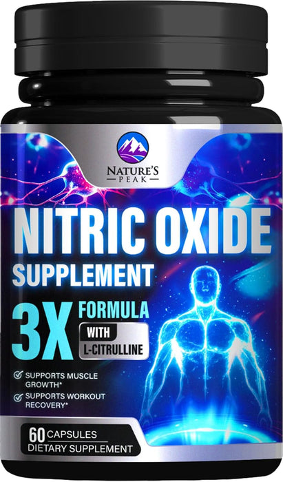 Nitric Oxide Supplement 3000mg L Arginine 3X Strength - Citrulline Malate & AKG - Extra Strength Muscle Supporting Nitric Booster for Muscle Growth & Workout Recovery to Train Harder - 60 Count