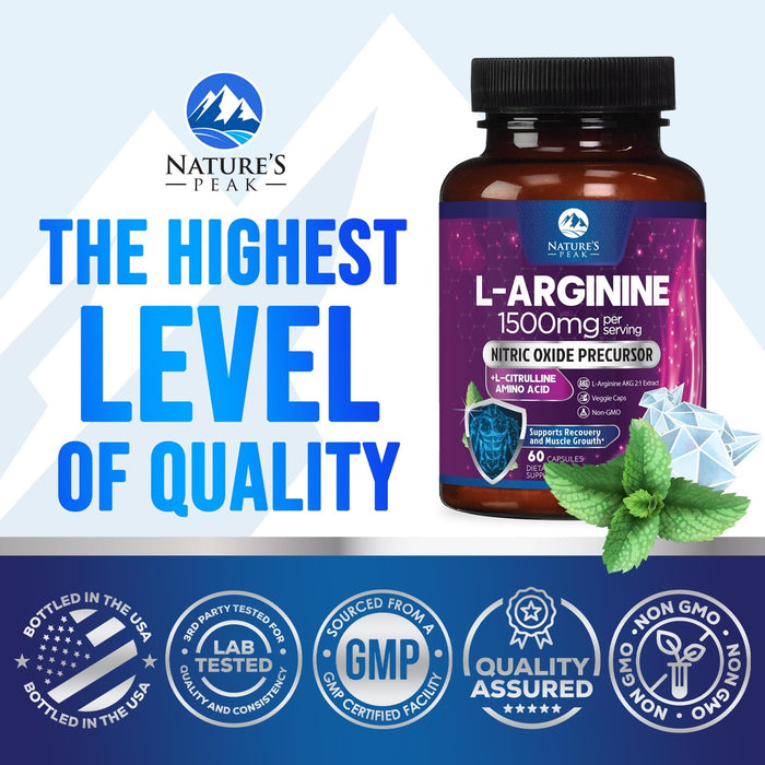 Nitric Oxide Formula with L-Arginine – 1000mg – 60 Count