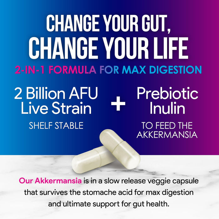 Akkermansia Probiotic with Prebiotic Fiber – 60 Count
