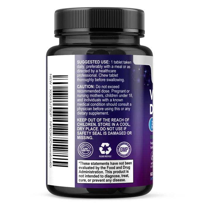 Vitamin D3 + K2 (MK-7) – 5000 IU D3 – 60 Count