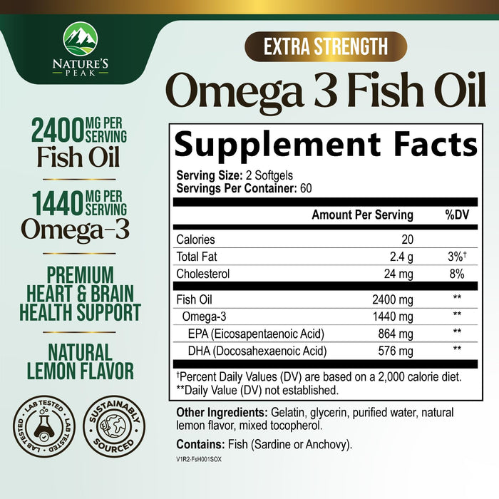 Omega-3 Fish Oil – 2400mg – 120 Count