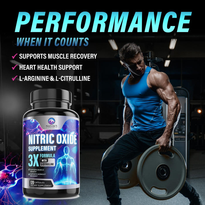 Nitric Oxide Formula with L-Arginine + Citrulline – 3000mg – 120 Count
