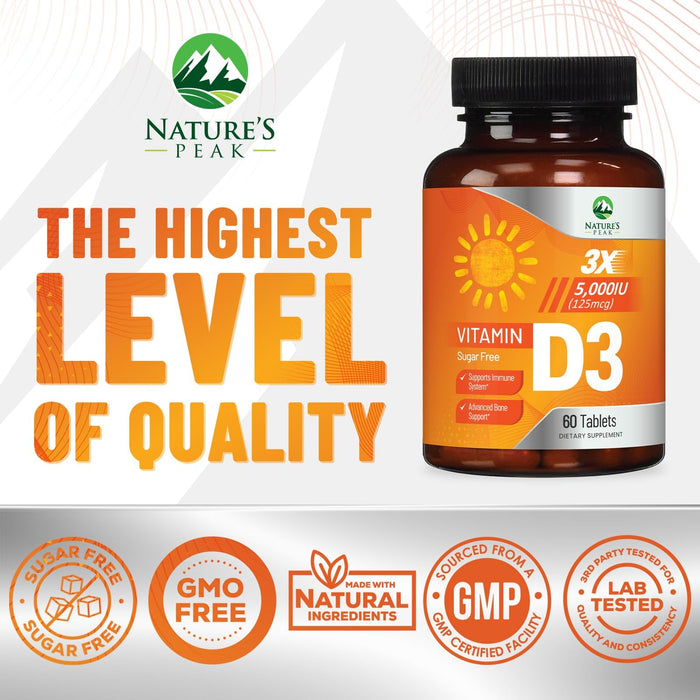 Vitamin D3 5000 IU (125 mcg) – 60 Count
