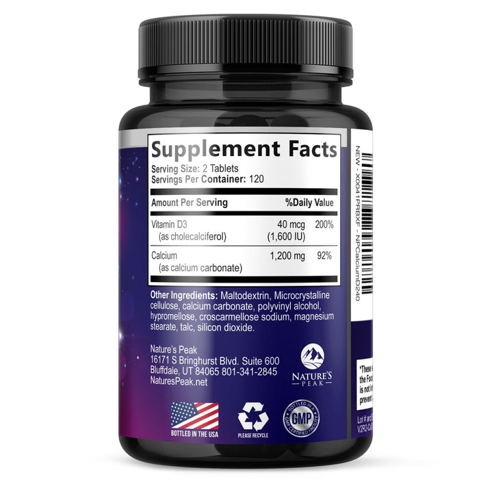 Calcium 1200 mg + Vitamin D3 – 240 Count