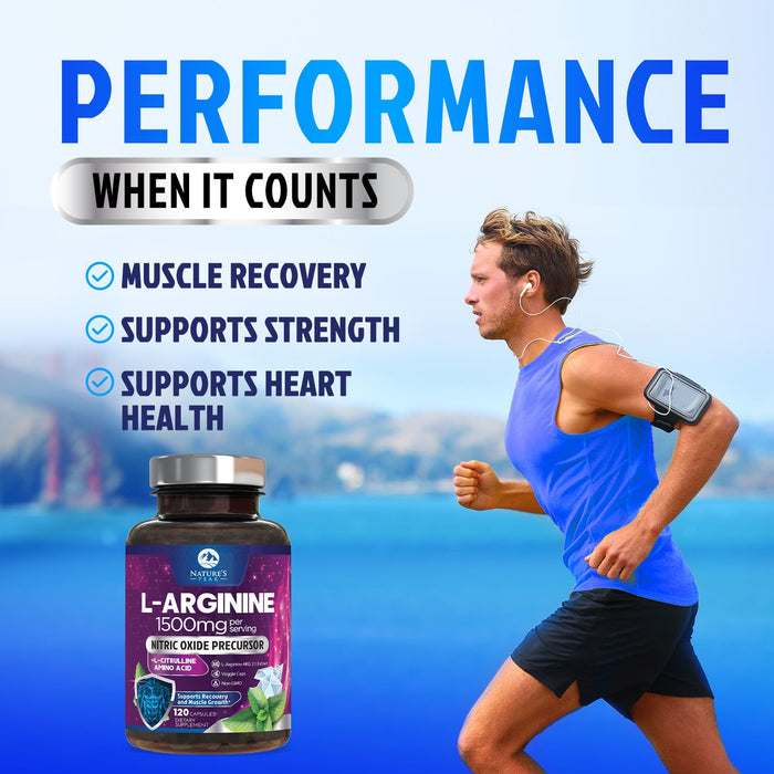 Nitric Oxide Formula with L-Arginine – 1000mg – 120 Count