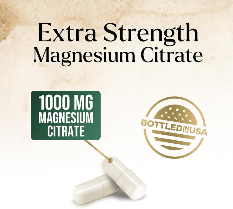 Magnesium Citrate 1000mg - High Absorption Magnesium Supplement Supports Muscle, Bone, Nerve & Heart Health - Extra Strength Magnesio Complex Pills - Non-GMO, Premium Energy Formula - 240 Capsules