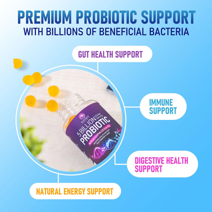 Daily Probiotic Gummies – 5 Billion CFU – 60 Count