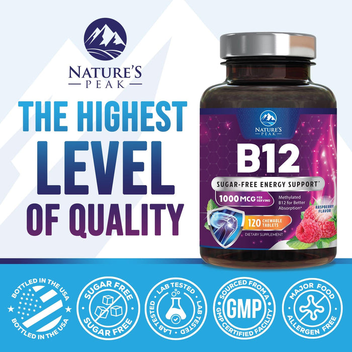 Vitamin B12 1000 mcg (Methylcobalamin) Super B 12 Complex 120 Day Supply